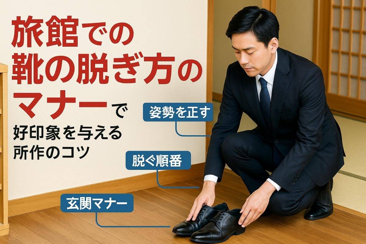 旅館でのスマートな印象を与える靴の脱ぎ方